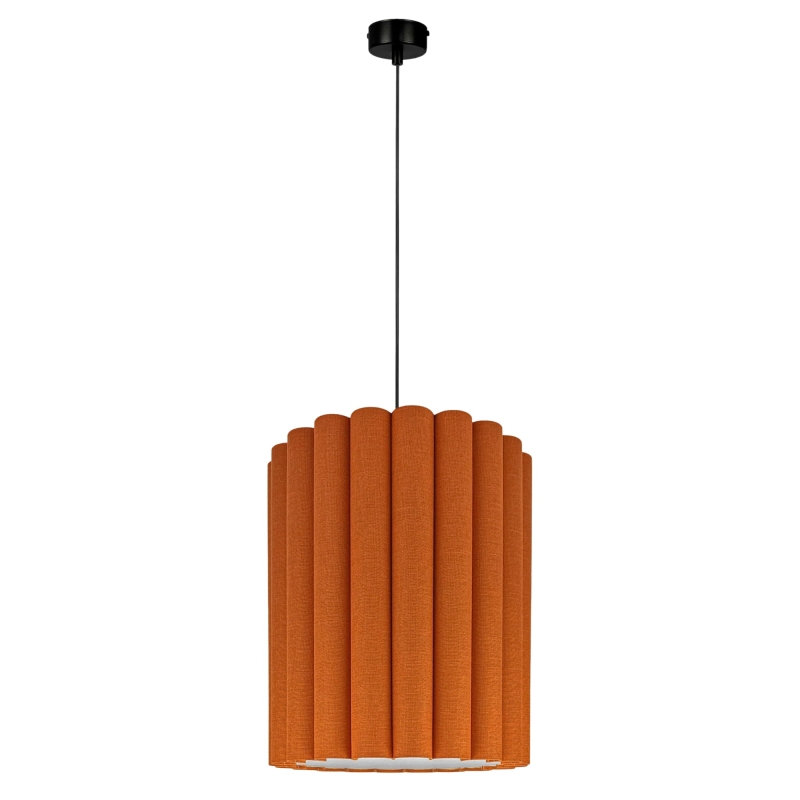 Pomarańczowa lampa wisząca z lnianym abażurem ONDE I