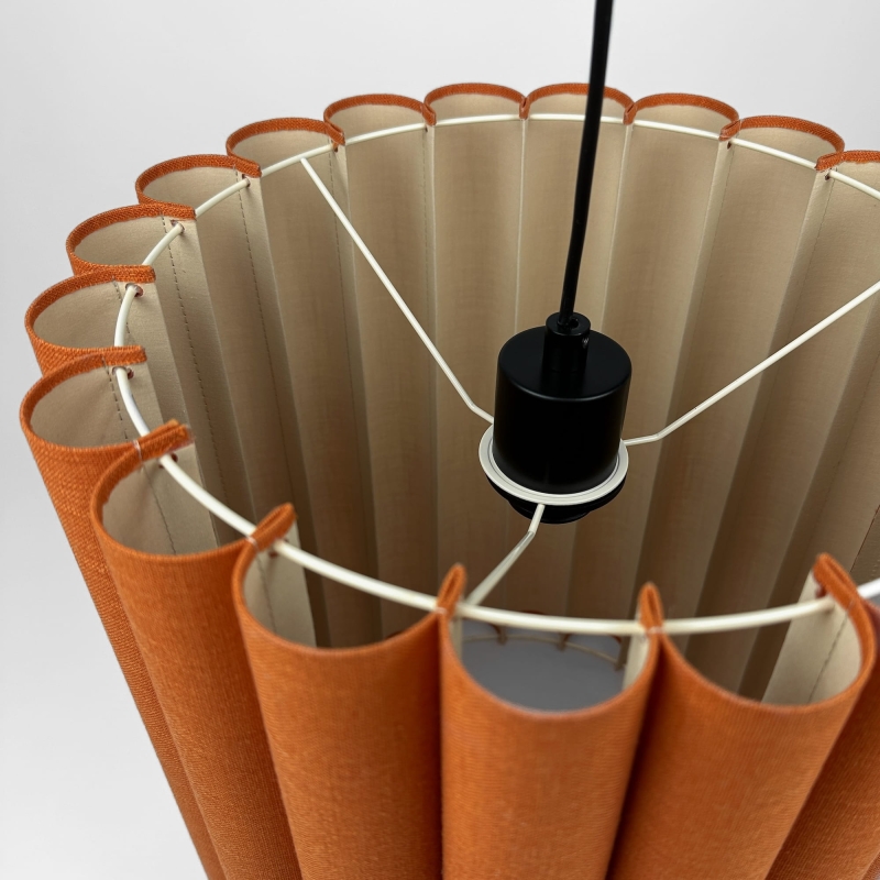 Pomarańczowa lampa wisząca z lnianym abażurem ONDE I - detal