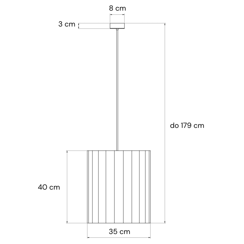 Pomarańczowa lampa wisząca z lnianym abażurem ONDE I - rysunek