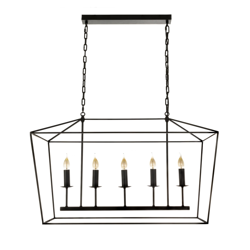 Czarna lampa wisząca podłużna GENTLE L.