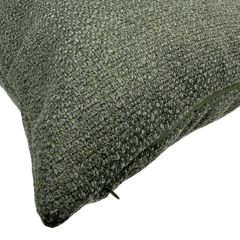 Duża ciemnozielona poduszka pleciona LAS 60x60 cm - detal