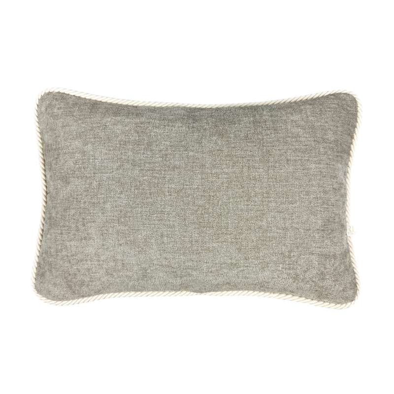 Szarobeżowa poszewka szenilowa z ozdobnym sznurem PUCH 30x45 cm