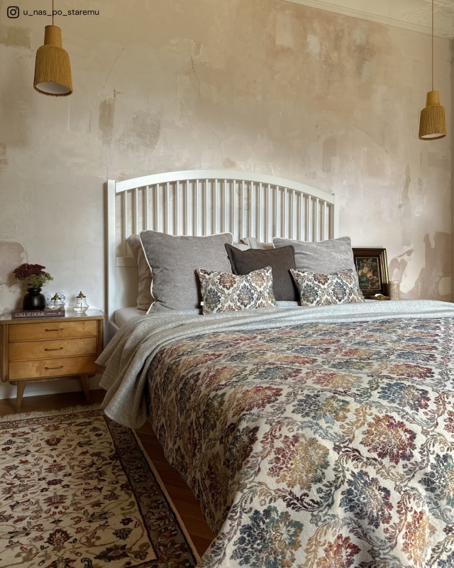 Dwustronna żakardowa narzuta na łóżko z ornamentowym wzorem FARMHOUSE I