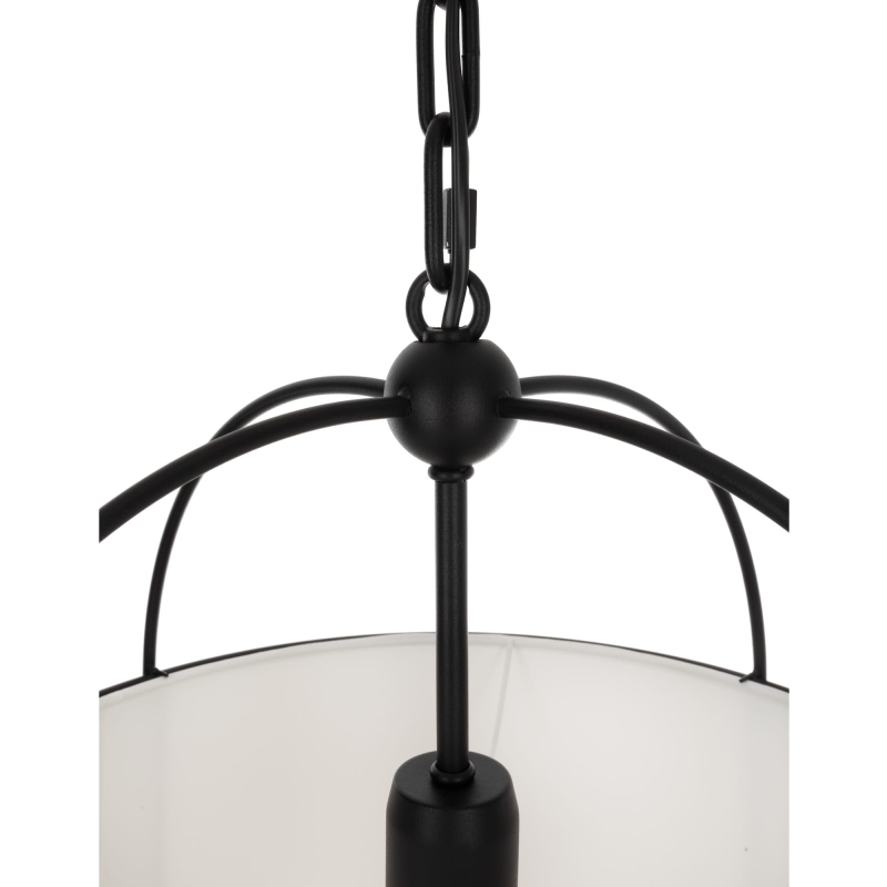Czarna lampa wisząca z białym, stożkowym abażurem w stylu modern farmhouse OPAL - detal.