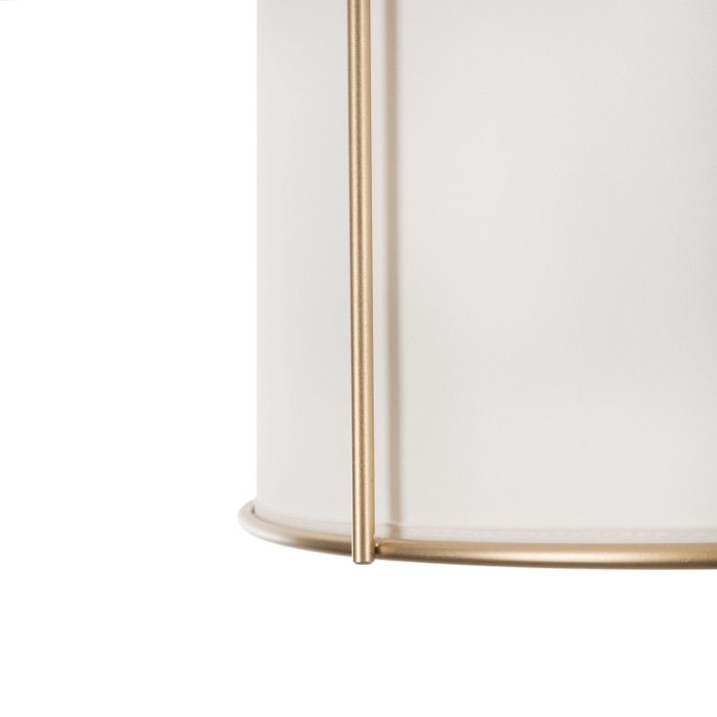 Złota lampa wisząca z białym, stożkowym abażurem w stylu modern farmhouse OPAL - detal.
