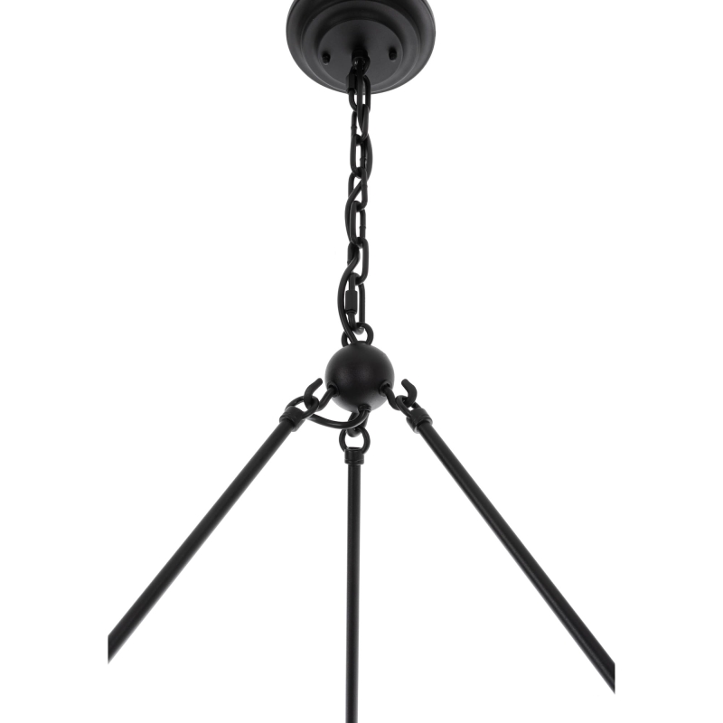 Duży czarny żyrandol okrągły w stylu modern farmhouse z białymi abażurami stożkowymi SUBLIME L - detal.