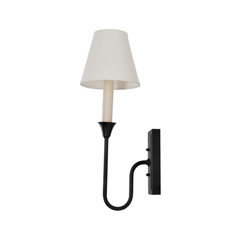 Czarny kinkiet z białym abażurem w stylu modern farmhouse BELLA.