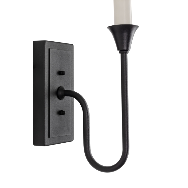 Czarny kinkiet w stylu modern farmhouse BELLA - detal przyściennicy.