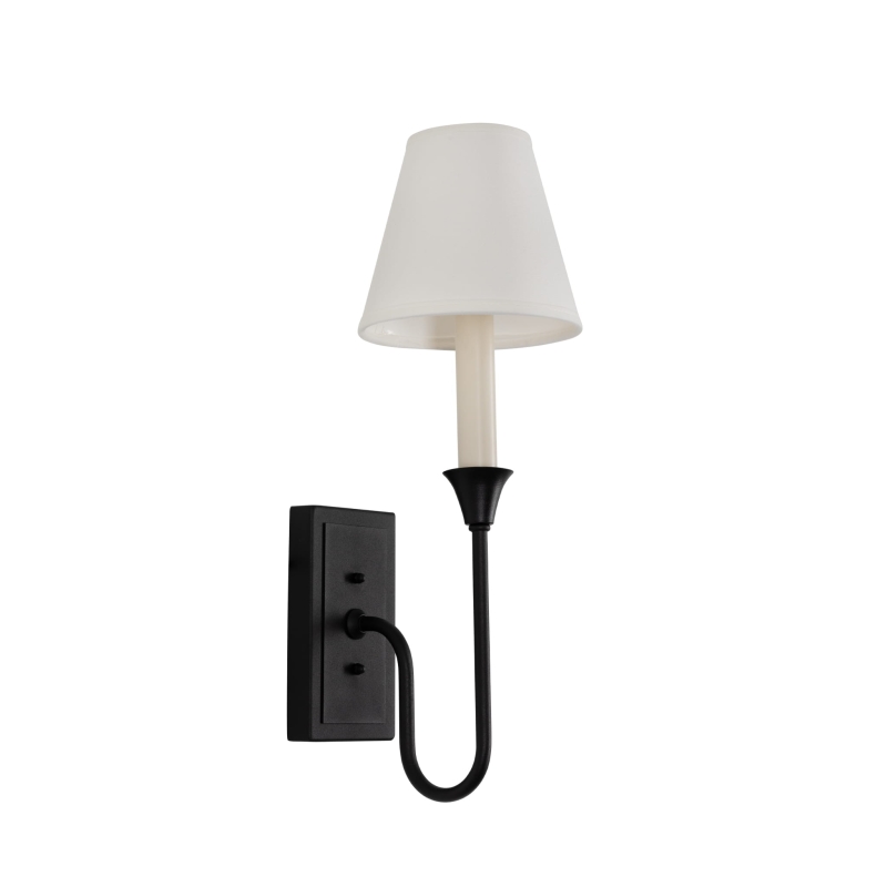 Czarny kinkiet z białym abażurem w stylu modern farmhouse BELLA.