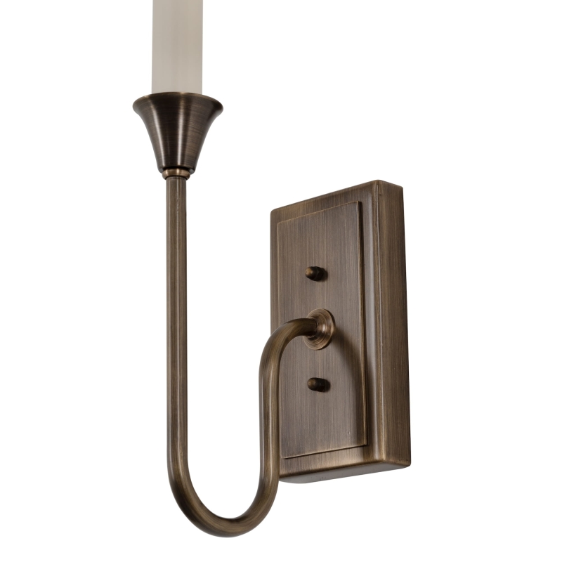 Dekoracyjny mosiężny kinkiet w kształcie świecznika z lnianym abażurem BELLA - detal.