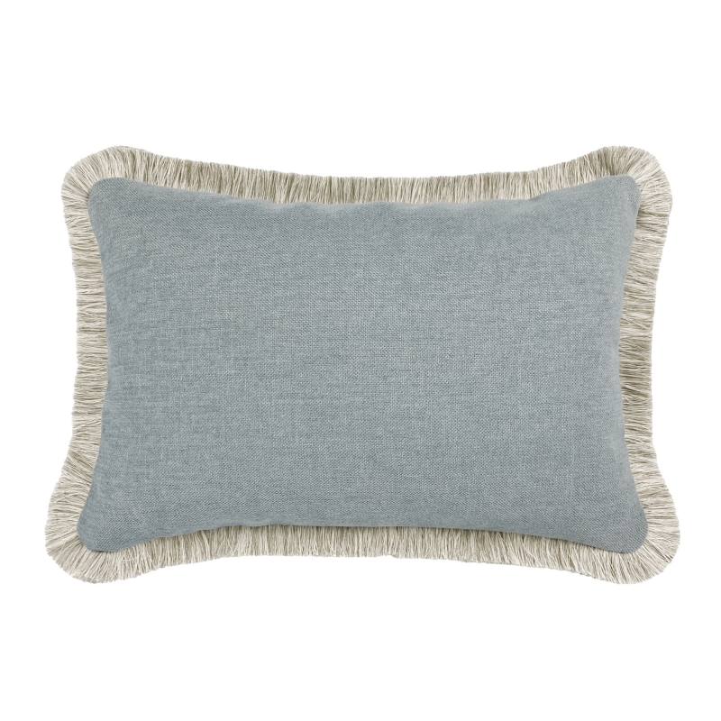Prostokątna błękitna poszewka na poduszkę z frędzlami GISELLE I 30x45 cm
