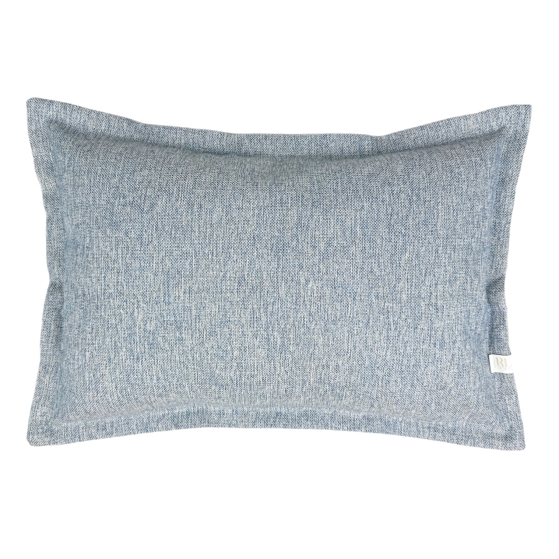 Błękitna poszewka na poduszkę z plecionki z obszyciem LEA 30x45 cm