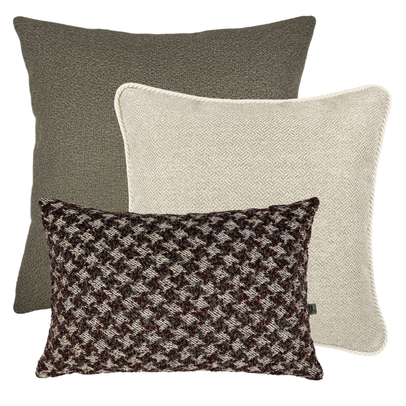 Brązowo-bordowy zestaw poszewek na poduszki No. 4