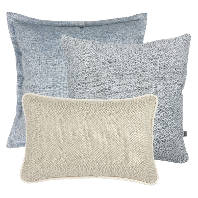Błękitno-beżowy zestaw poszewek na poduszki No. 18