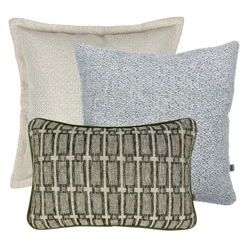 Beżowo-zielony zestaw poszewek na poduszki No. 24