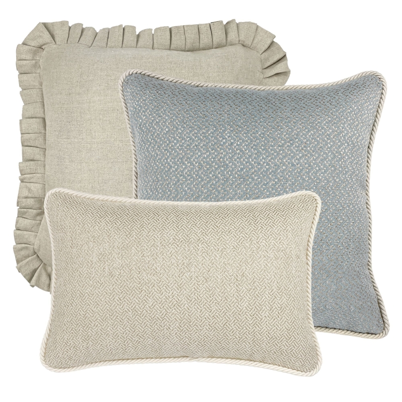 Beżowo-błękitny zestaw poszewek na poduszki No. 22