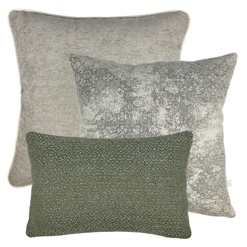 Beżowo-zielony zestaw poszewek na poduszki IDA
