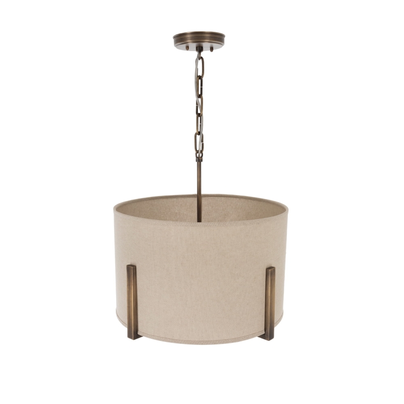 Mosiężna lampa wisząca z lnianym abażurem CHESTER.