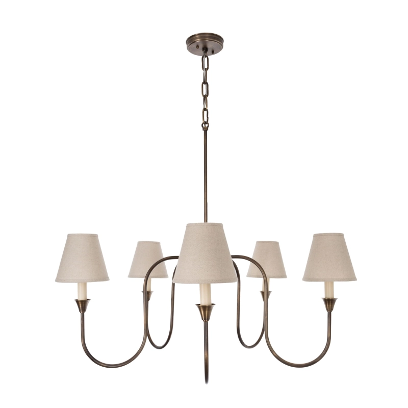 Mosiężny żyrandol z lnianymi abażurami VERONA.