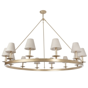 Złoty żyrandol z abażurami CASTLE 130 cm len