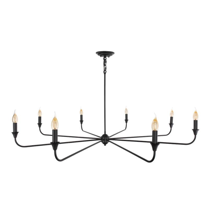 Duży czarny żyrandol z widocznymi żarówkami CHIC L.