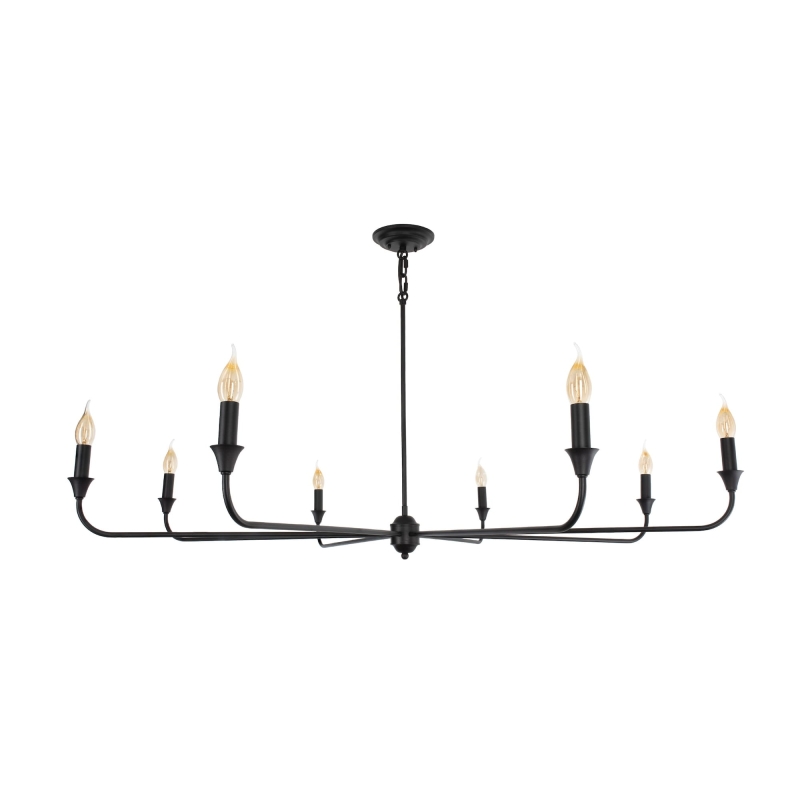 Duży czarny żyrandol z widocznymi żarówkami CHIC L.