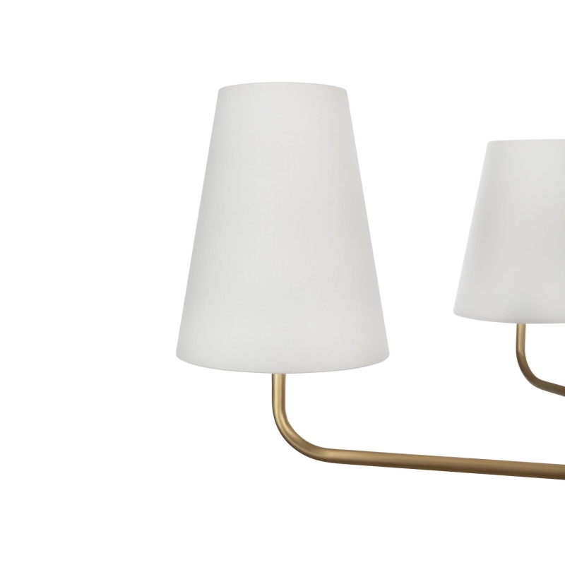 Mosiężny szczotkowany żyrandol z białymi abażurami CLASSY PLUS - detal abażurów.