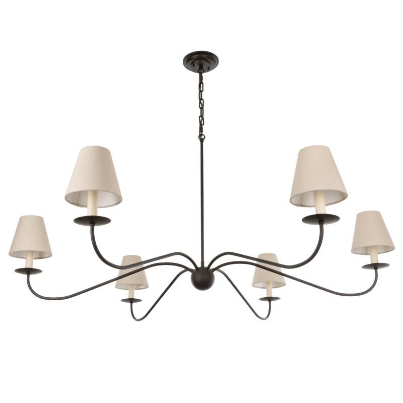 Elegancki czarny żyrandol z lnianymi abażurami ELEGANT.