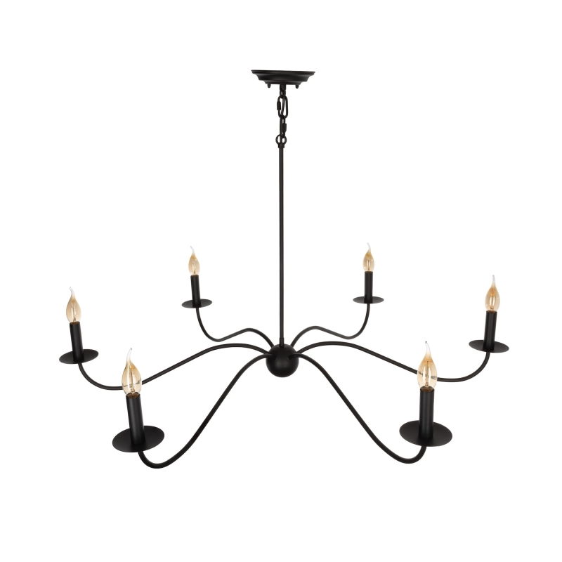 Czarny żyrandol z oprawkami w kształcie świeczników ELEGANT 100 cm.