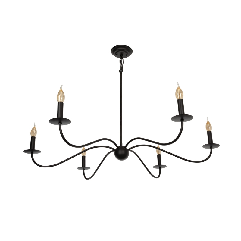 Czarny żyrandol z oprawkami w kształcie świeczników ELEGANT 100 cm.