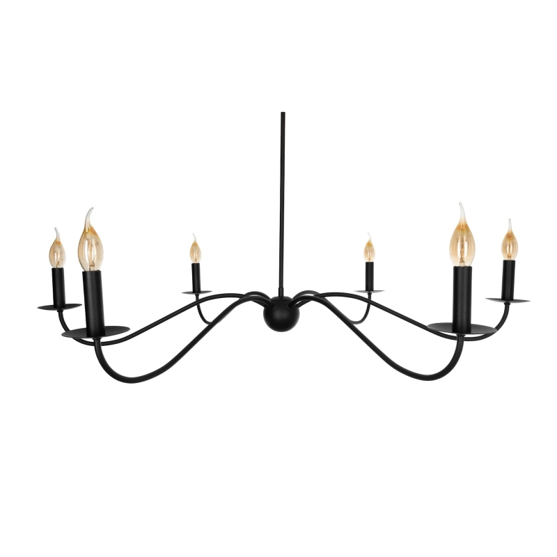 Czarny żyrandol z oprawkami w kształcie świeczników ELEGANT 100 cm.