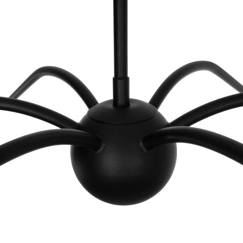 Czarny żyrandol gięty z białymi abażurami ELEGANT 100 cm - detal konstrukcji.