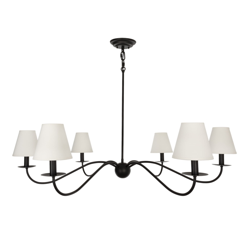 Czarny żyrandol gięty z białymi abażurami ELEGANT 100 cm.