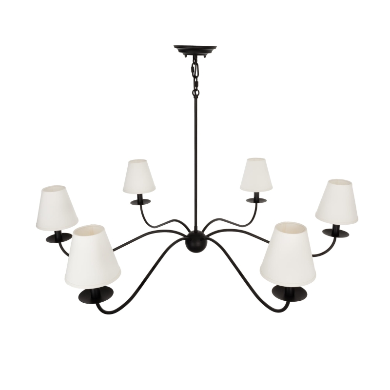 Czarny żyrandol gięty z białymi abażurami ELEGANT 100 cm.