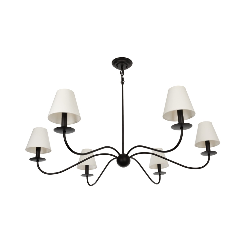 Czarny żyrandol gięty z białymi abażurami ELEGANT 100 cm.