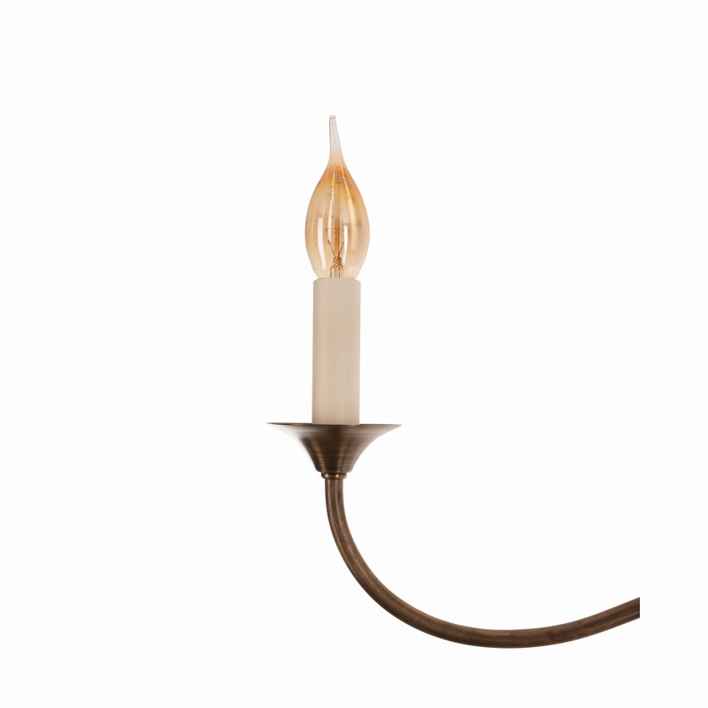 Elegancki mosiężny żyrandol postarzany z białymi abażurami POSH - ozdobna oprawka.