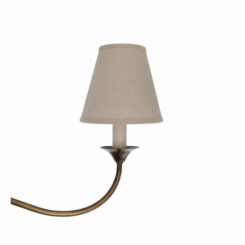 Elegancki mosiężny żyrandol postarzany z lnianymi abażurami POSH - lniany abażur.