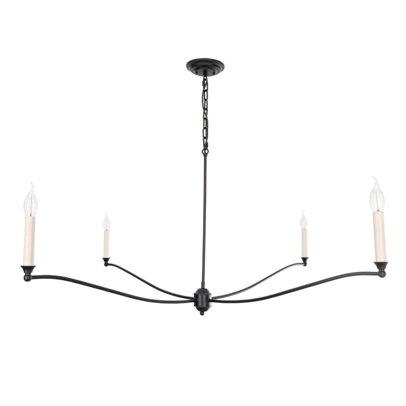 Czarny żyrandol gięty z oprawkami w kształcie świec SPLENDID.