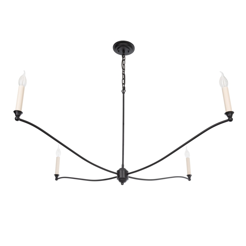 Czarny żyrandol gięty z oprawkami w kształcie świec SPLENDID.