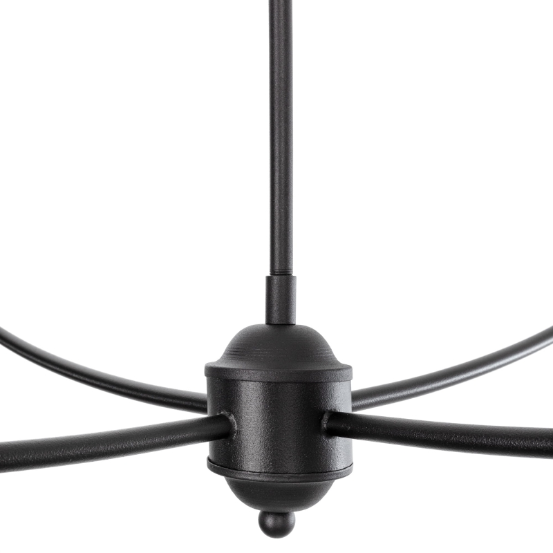 Czarny żyrandol gięty z oprawkami w kształcie świec SPLENDID - detale konstrukcji.