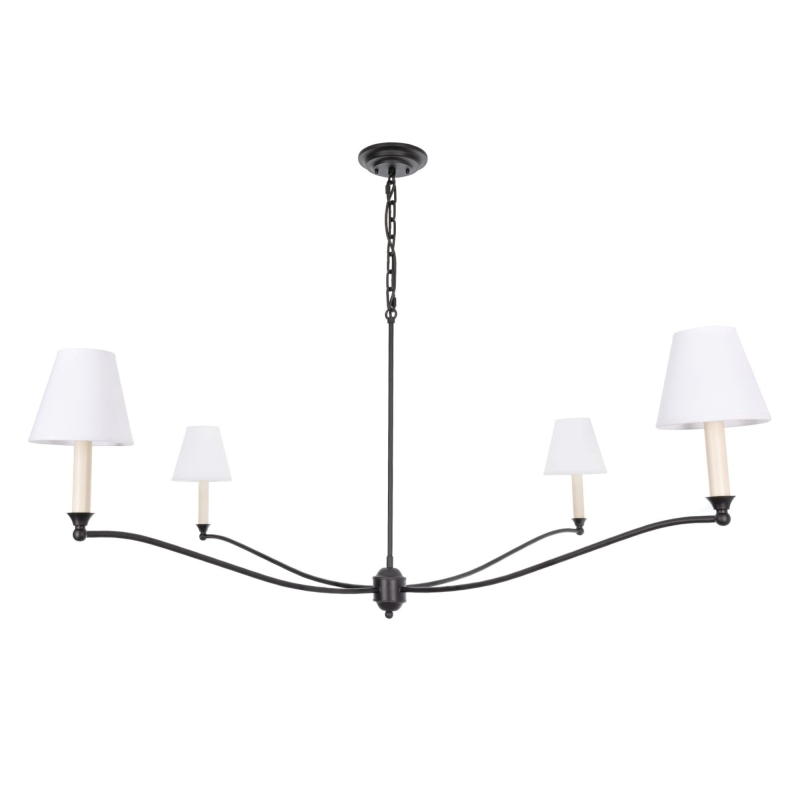 Czarny żyrandol gięty z białymi abażurami SPLENDID.