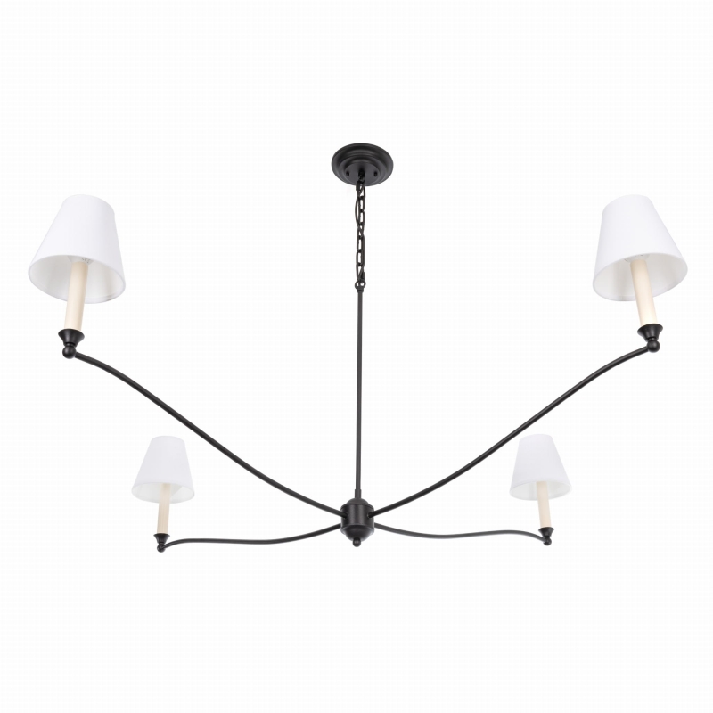 Czarny żyrandol gięty z białymi abażurami SPLENDID.