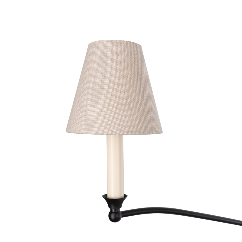 Czarny żyrandol gięty z lnianymi abażurami SPLENDID.