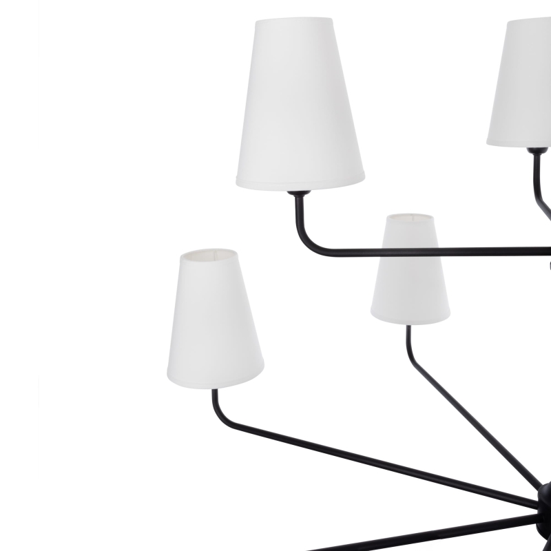 Duży czarny żyrandol podwójny z abażurami CLASSY PLUS DOUBLE.