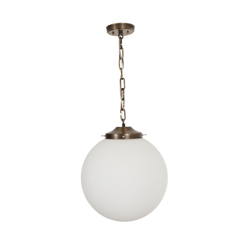 Mosiężna postarzana lampa wisząca ze szklanym kloszem SOLIA