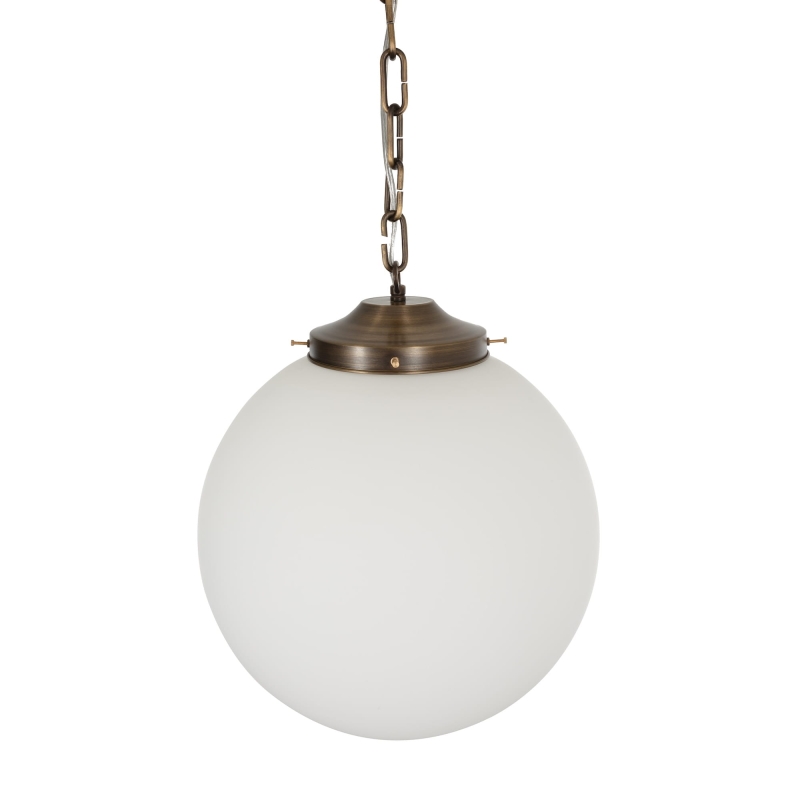 Mosiężna postarzana lampa wisząca ze szklanym kloszem SOLIA