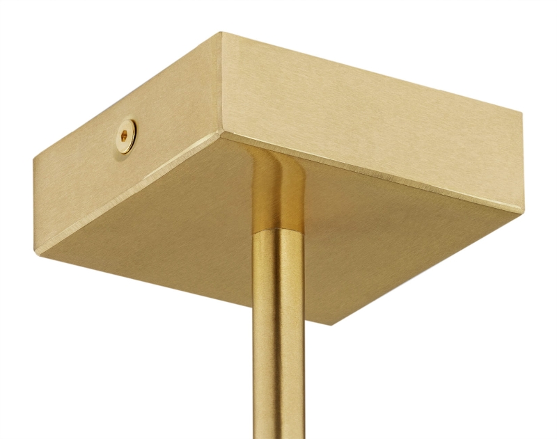 Elegancka mosiężna lampa wisząca z białym abażurem w kształcie walca ABBANO - podsufitka.