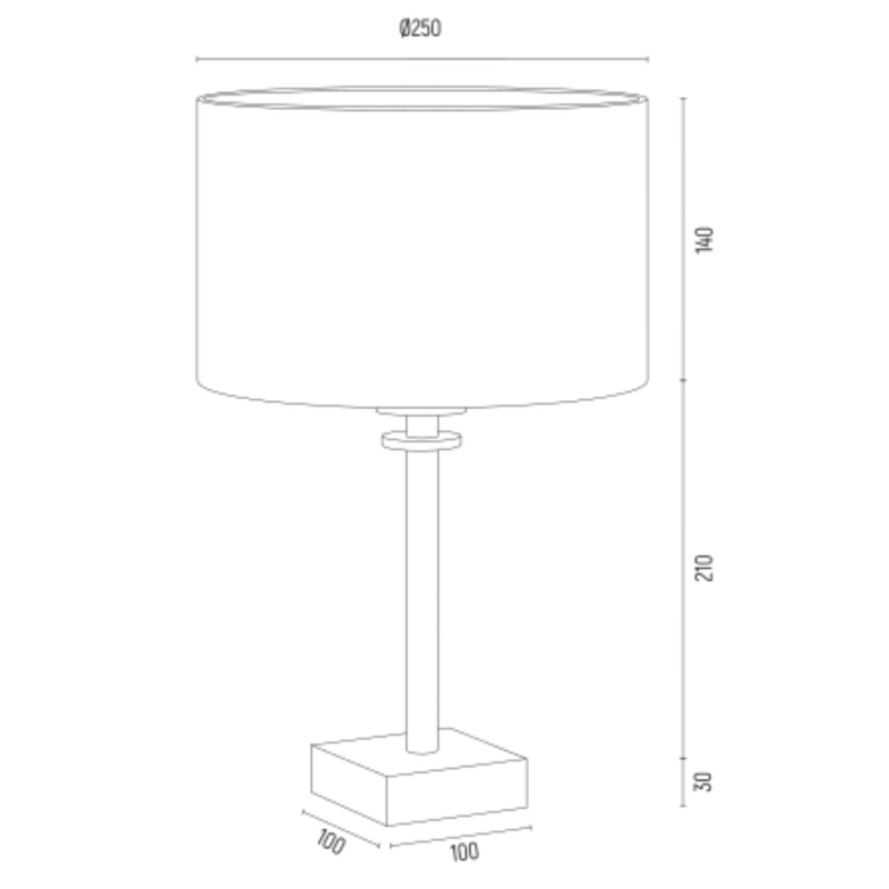 Mosiężna lampka nocna z białym welurowym abażurem ABBANO - wymiary.