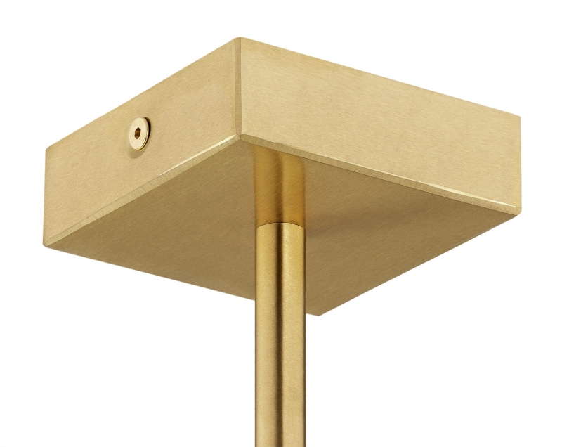 Mosiężna szczotkowana lampa wisząca z czarnym abażurem w kształcie walca ABBANO - podsufitka.