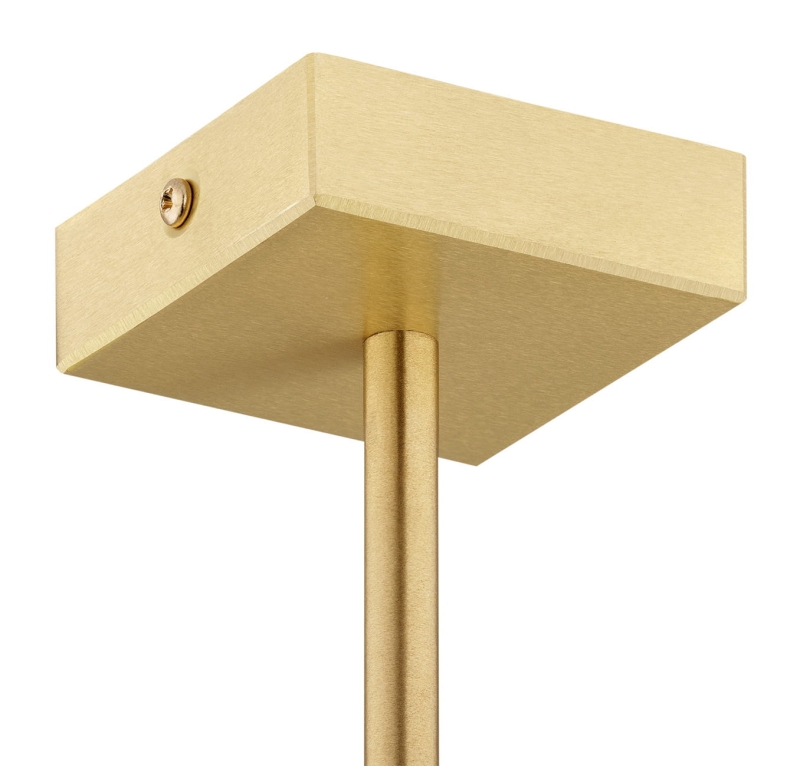 Mosiężny żyrandol z 5 białymi abażurami ABRUZZO - podsufitka.